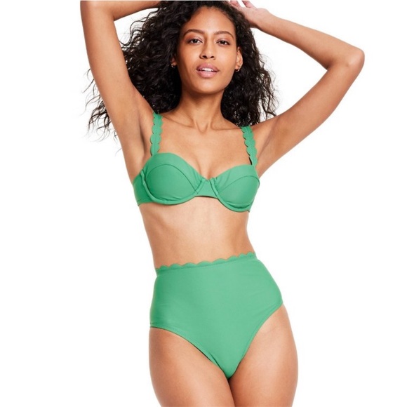 Women’s Scallop Edge Bikini and High Waist Bottoms RHODE x Target Green - Picture 1 of 11